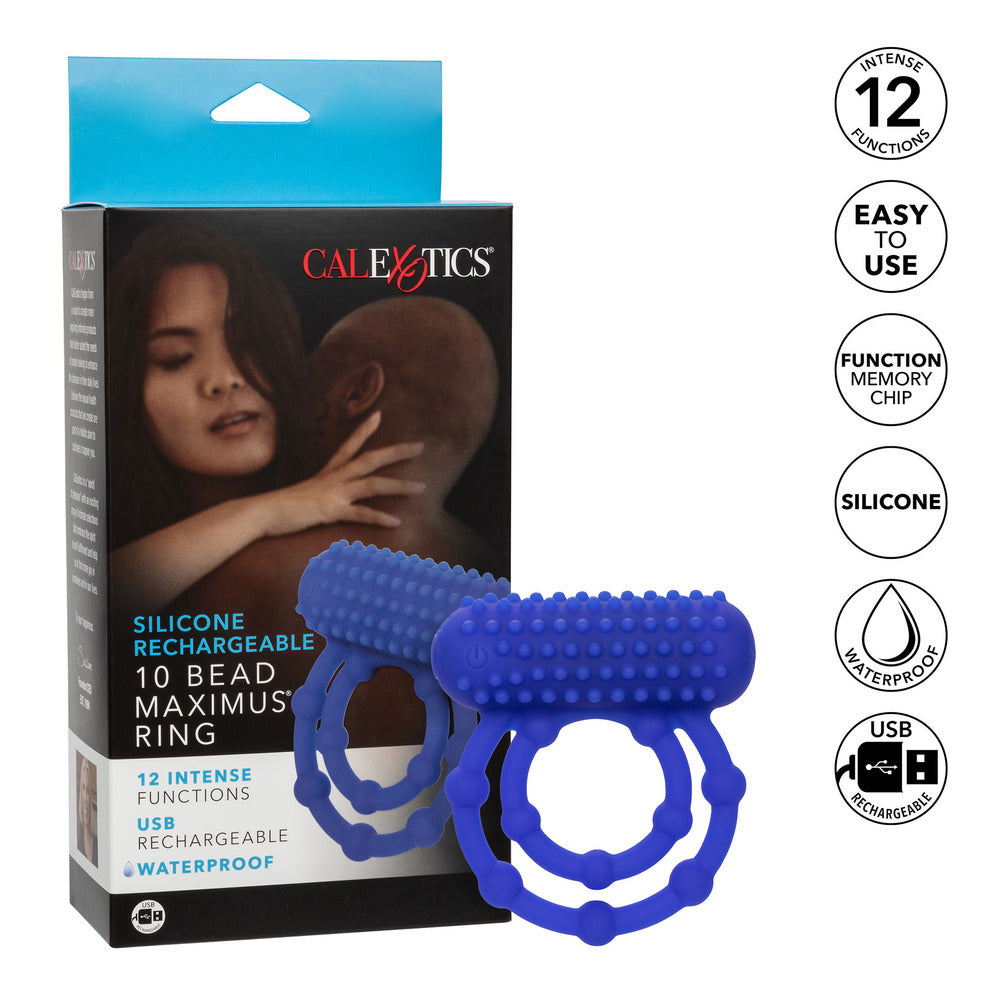 Maximus 10 Bead Rechargeable (Black) – Stretchy Silicone Cock Ring > Cock Ring > Vibrating - Tophatter Daily Deals