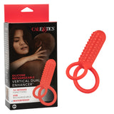 CalExotics Silicone Vertical Dual Enhancer Red Waterproof with 12 Intense Vibration Functions > Cock Ring > Vibrating - Tophatter Daily Deals