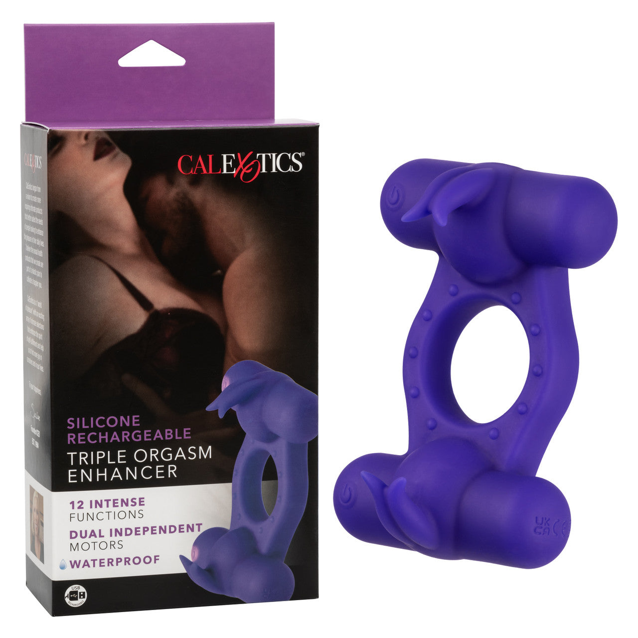 Silicone Triple Orgasm Enhancer in Purple with 12 Vibration Functions and Dual Independent Motors > Cock Ring > Vibrating - Tophatter Daily Deals