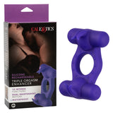 Silicone Triple Orgasm Enhancer in Purple with 12 Vibration Functions and Dual Independent Motors > Cock Ring > Vibrating - Tophatter Daily Deals