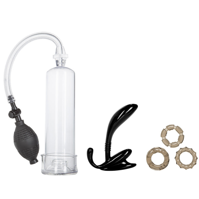 His Essential Pump Kit – Penis Pump with Prostate Probe and Stretchy Rings Set > Pumps > Penis Pumps - Tophatter Daily Deals