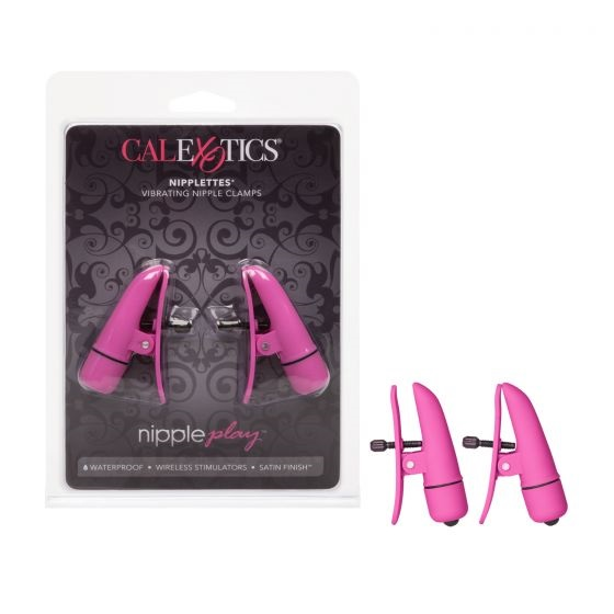 Nipple Play Nipplettes Vibrating Adjustable Nipple Clamps Pink 2.75 Inch Waterproof > Sex Toys > Nipple Suckers - Tophatter Daily Deals