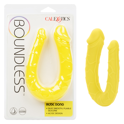 Boundless AC/DC Dong Yellow Silicone Double Dong with Satin Finish Flexible Size > Dildos > Double Dildos - Tophatter Daily Deals