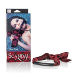 Scandal Bar Gag with Black PVC Plastic Bar and Red Black Brocade Double-Padded Strap > Bondage Gear > Gags and Bits - Tophatter Daily Deals