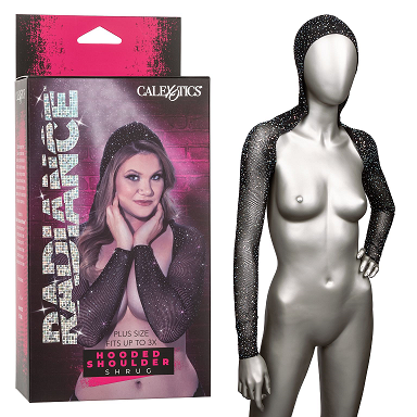 Radiance Plus Size Black Rhinestone Hooded Shoulder Shrug Up to 3X > Bondage Gear > Masks - Tophatter Daily Deals