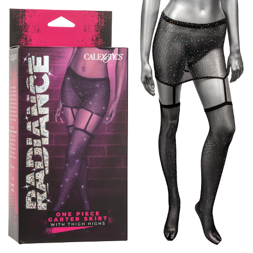 Radiance One Piece Garter Skirt with Rhinestones and Fishnet Stockings > Clothes > Hosiery > Stockings - Tophatter Daily Deals