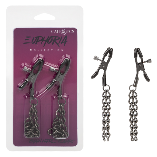 Euphoria Collection Black Chain Adjustable Nipple Clamps with Soft Pads > Sex Toys > Nipple Clamps - Tophatter Daily Deals