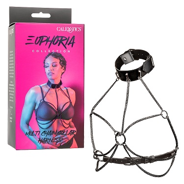 Euphoria Collection Multi Chain Collar Harness with Velvet Interior and Vegan Leather Exterior > Clothes > Womens Harnesses - Tophatter Daily Deals