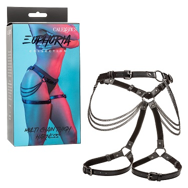 Euphoria Collection Multi Chain Thigh Harness Black Vegan Leather with Adjustable Waist and Thigh Strap > Clothes > Womens Harnesses - Tophatter Daily Deals