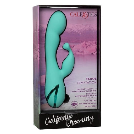 California Dreaming Tahoe Temptation Silicone Massager in Aqua Blue with Dual Vibration and Pinpoint Teaser > Vibrators > Ladies > Rabbit - Tophatter Daily Deals