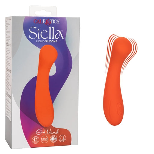 Stella Liquid Silicone G-Wand Vibrator in Orange with Flexible Neck and 12 Vibration Functions > Sex Toys For Ladies > G-Spot Vibrators - Tophatter Daily Deals