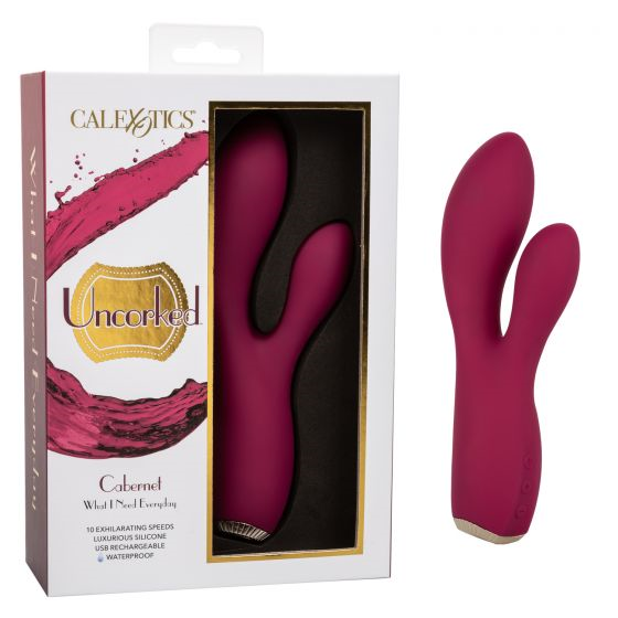 Uncorked Cabernet Dual Massager in Deep Wine Red with 10 Speeds and Silicone Vibrator > Vibrators > Ladies > Rabbit - Tophatter Daily Deals