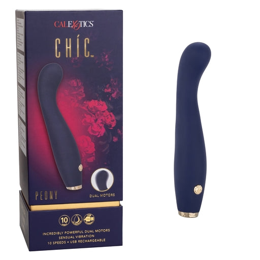 Chic Peony Flexible G-Wand Vibrator with Dual Motors, 10 Speeds, Navy Blue Silicone and Gold Accents > Sex Toys For Ladies > G-Spot Vibrators - Tophatter Daily Deals