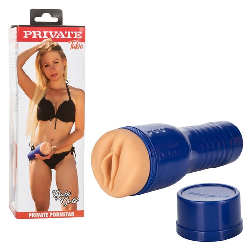 Private Tube Gabi Gold Pussy Masturbator with Real Skin Technology and Adjustable Suction 10.25 Inch Blue > Sex Toys For Men > Masturbators > Pornstar - Tophatter Daily Deals