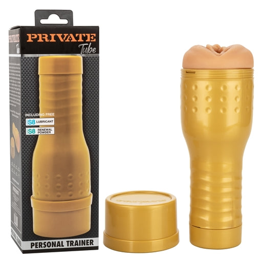 Private Tube Personal Trainer Tub Gold Real Skin TPR Suction Masturbator Sleeve > Sex Toys For Men > Masturbators > Manual - Tophatter Daily Deals