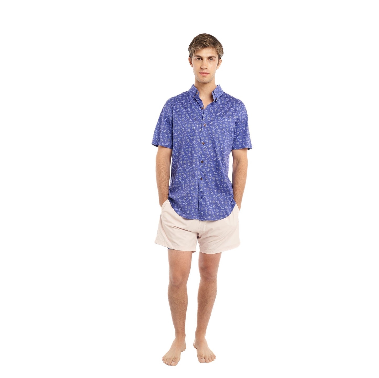 Bermies Sea Breeze Button Up Short Sleeves - Tophatter Daily Deals
