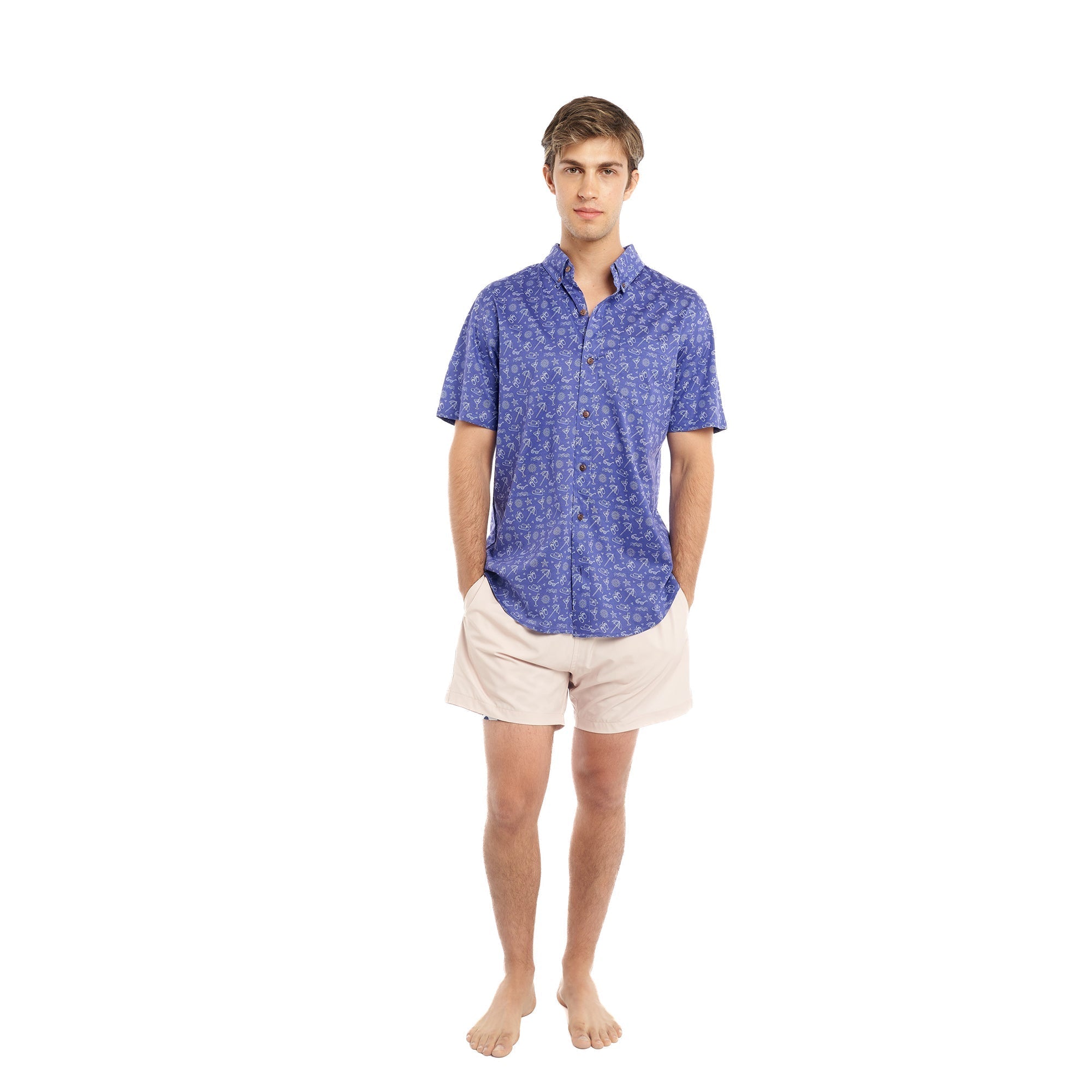 Bermies Sea Breeze Button Up Short Sleeves - Tophatter Daily Deals