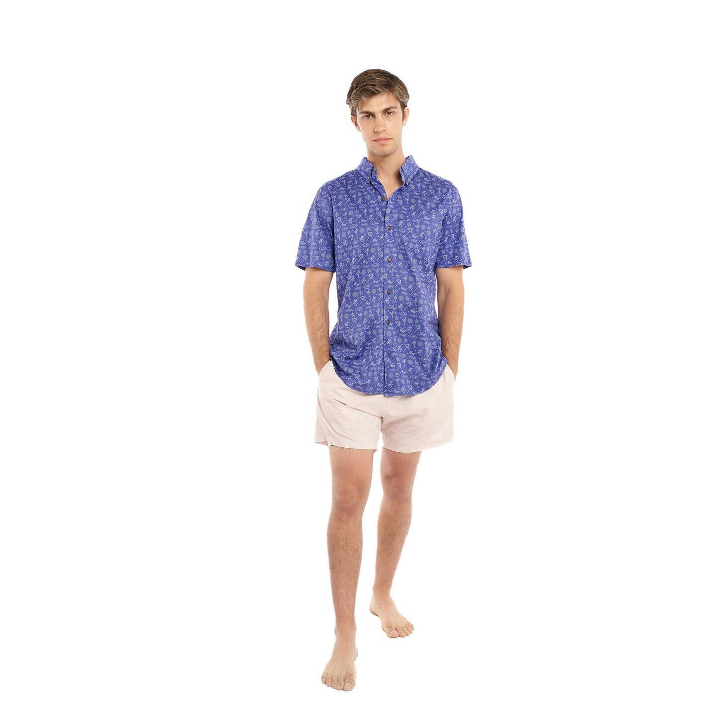 Bermies Sea Breeze Button Up Short Sleeves - Tophatter Daily Deals