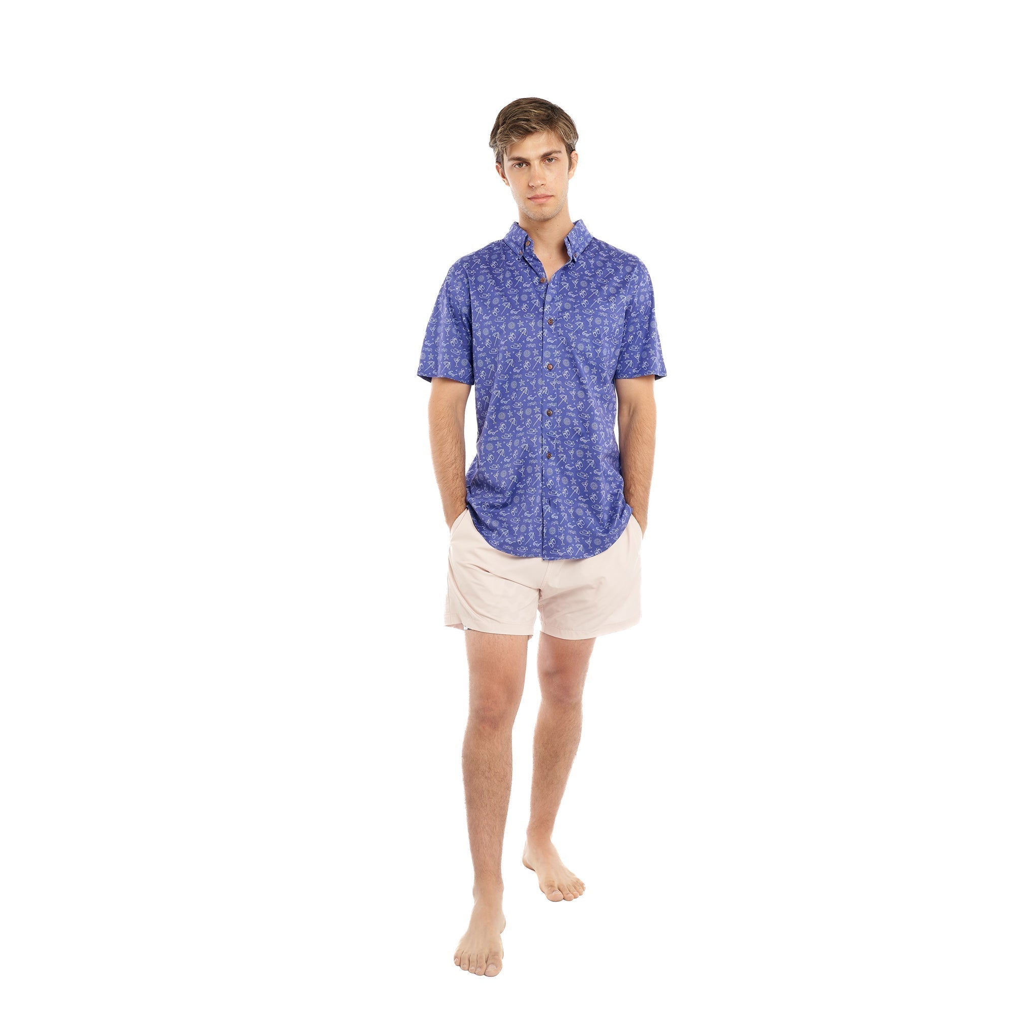 Bermies Sea Breeze Button Up Short Sleeves - Tophatter Daily Deals