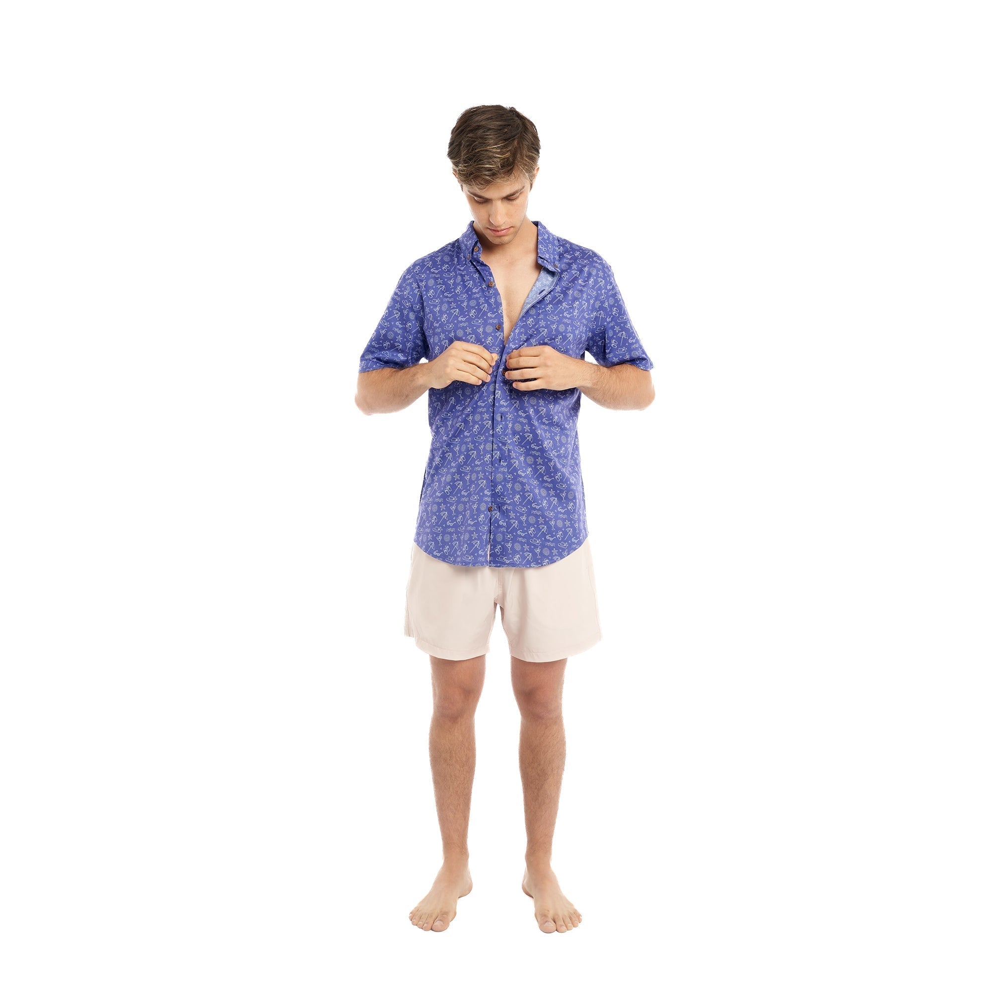 Bermies Sea Breeze Button Up Short Sleeves - Tophatter Daily Deals
