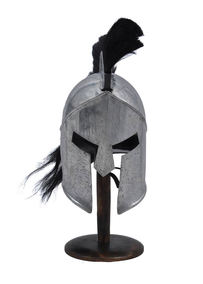 300 Spartan Steel Functional Helmet Roman Armor 14 Guage With Black Plume Collectible Weapons - Tophatter Daily Deals