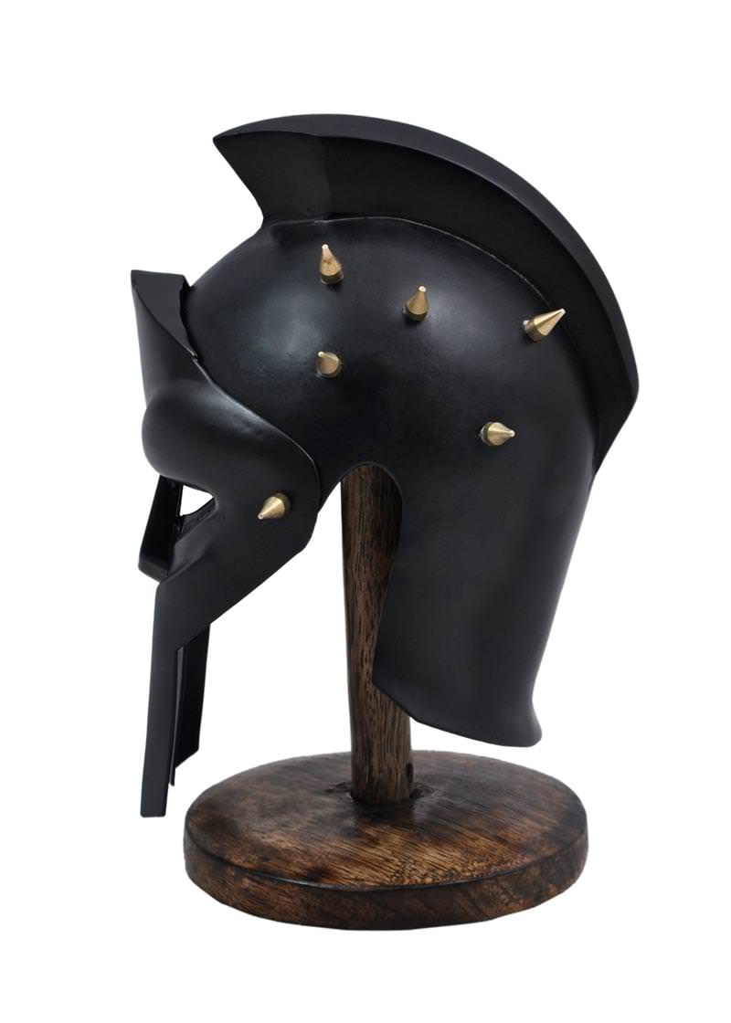 Miniature Spiked Roman Gladiator Helmet with Display Stand Collectible Weapons - Tophatter Daily Deals