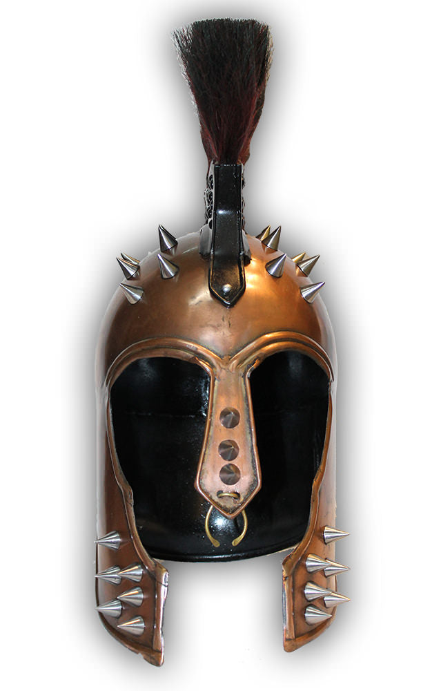 Spiked Royal Corinthian Helmet Multicolor Plume With Display Stand - Tophatter's Guns'N'Weapons Store Collectible Weapons - Tophatter Daily Deals