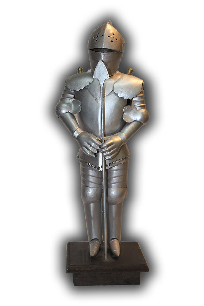 16" Tall Miniature Silver Armor Bascinet Medieval Knight Suit Of Armour - Tophatter's Inc. Weapons Store Online Collectible Weapons - Tophatter Daily Deals