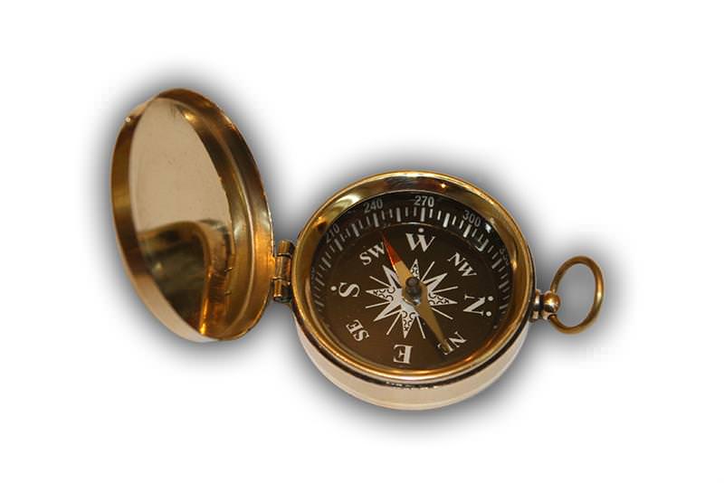 Flat Compass Round Nautical Solid Brass Gift Item Collectible Weapons - Tophatter Daily Deals