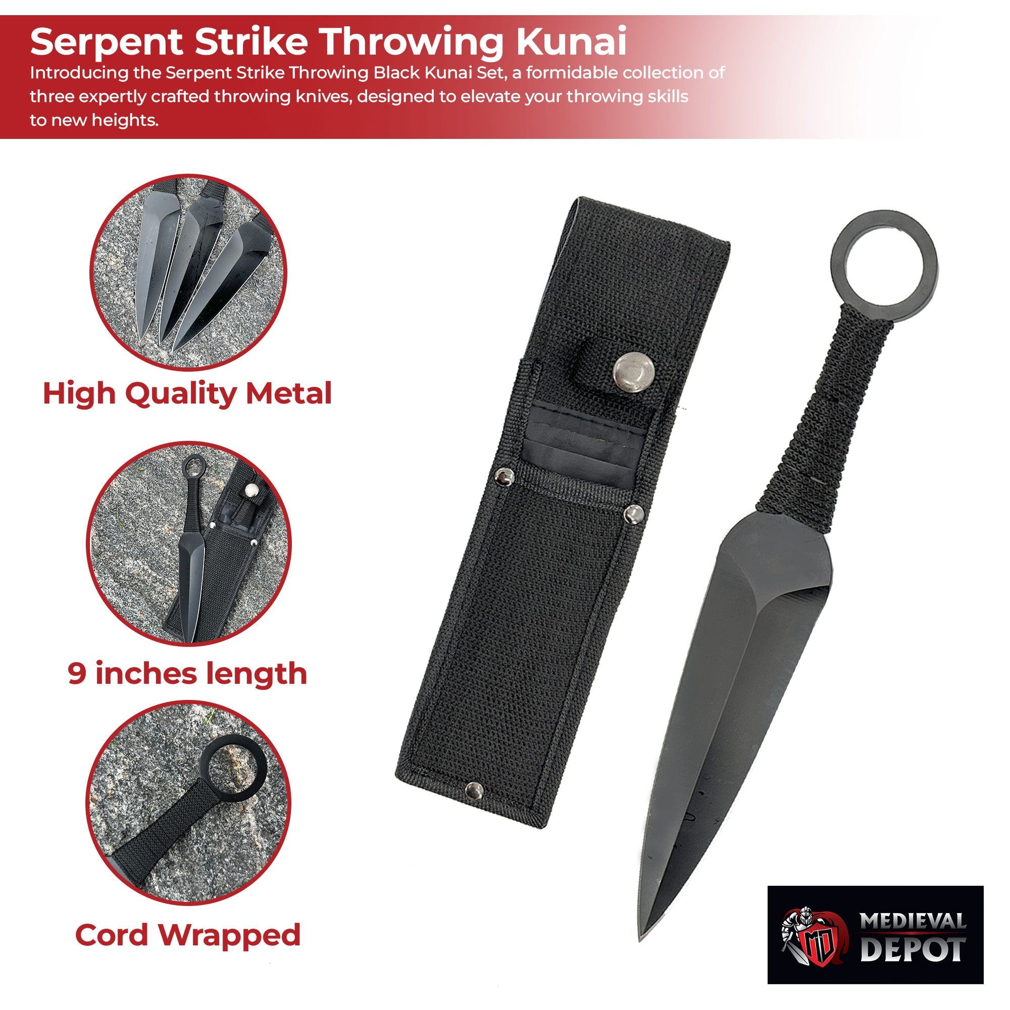 Serpent Strike Throwing Black Kunai Set Throwing Knife - Tophatter Daily Deals