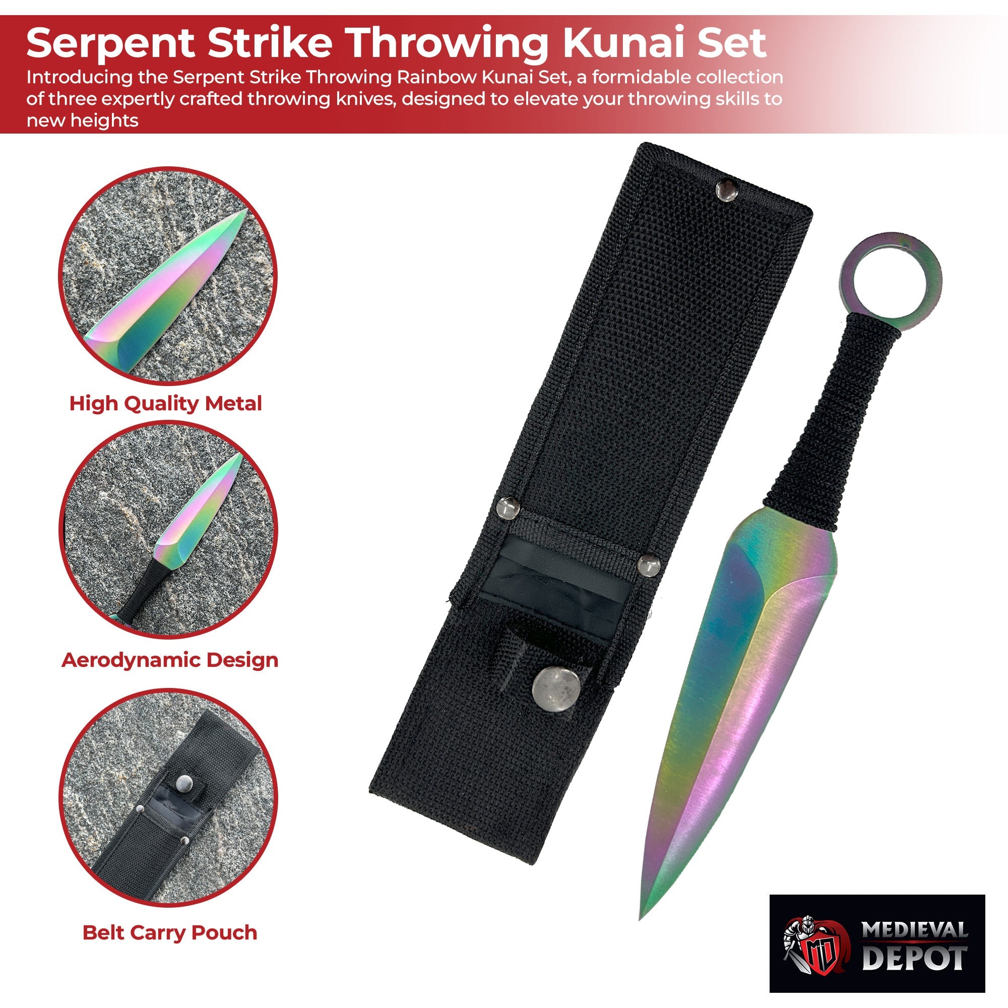 Serpent Strike Throwing Rainbow Kunai Set Throwing Knife - Tophatter Daily Deals