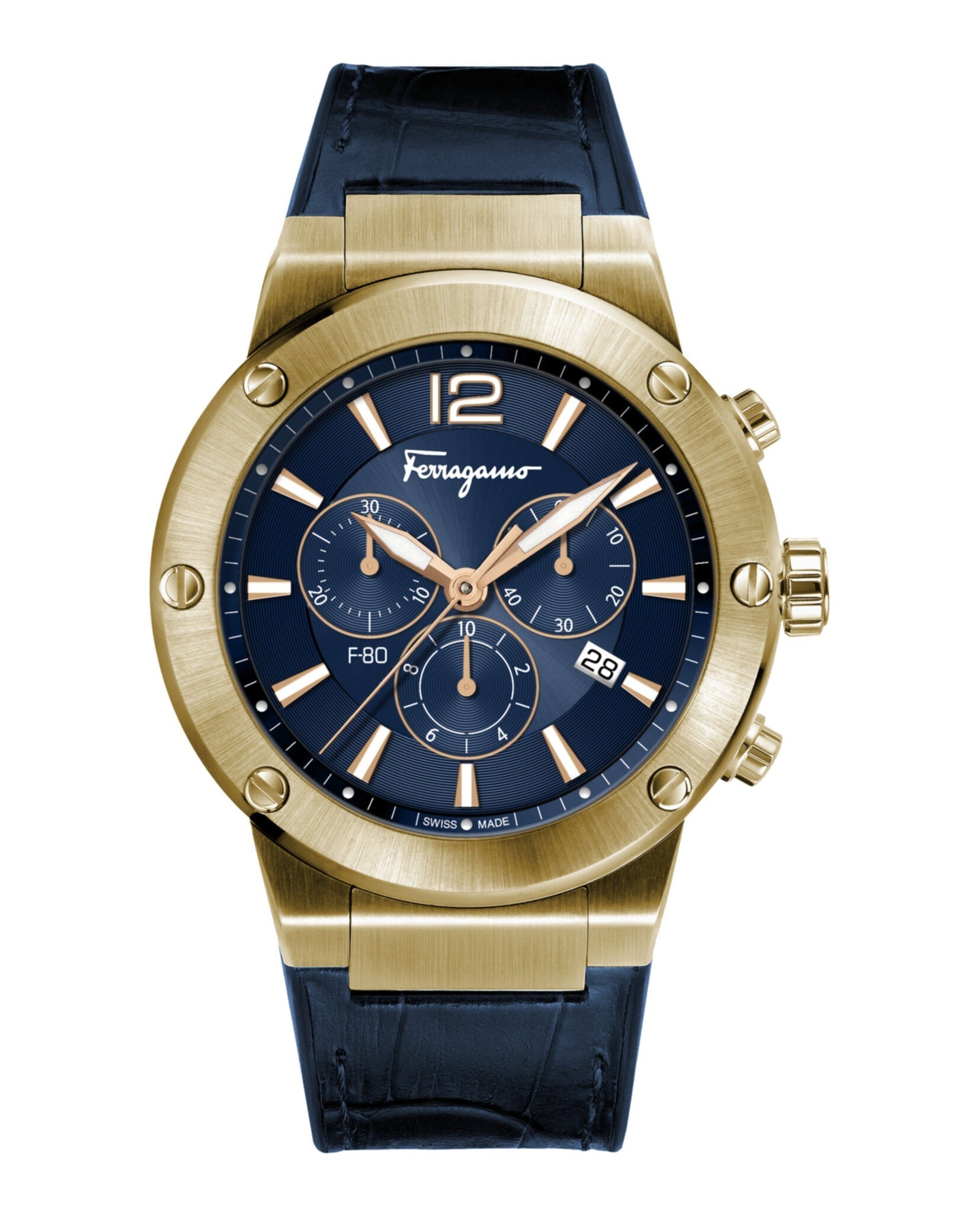 Ferragamo Chrono Leather Watch Gold Watches - Tophatter Daily Deals
