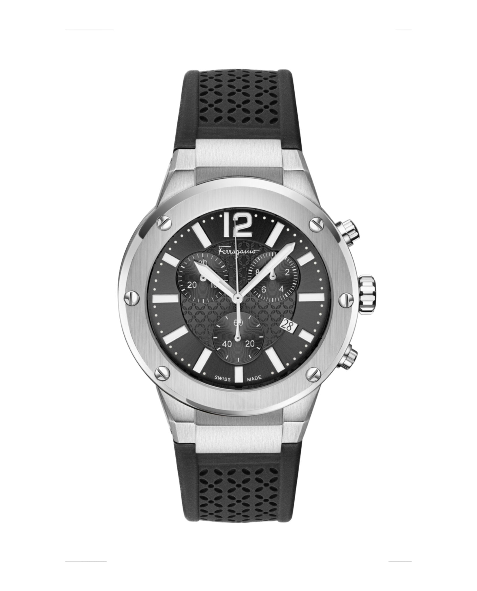 Ferragamo F-80 Chrono Silicone Watch Stainless Steel Watches - Tophatter Daily Deals