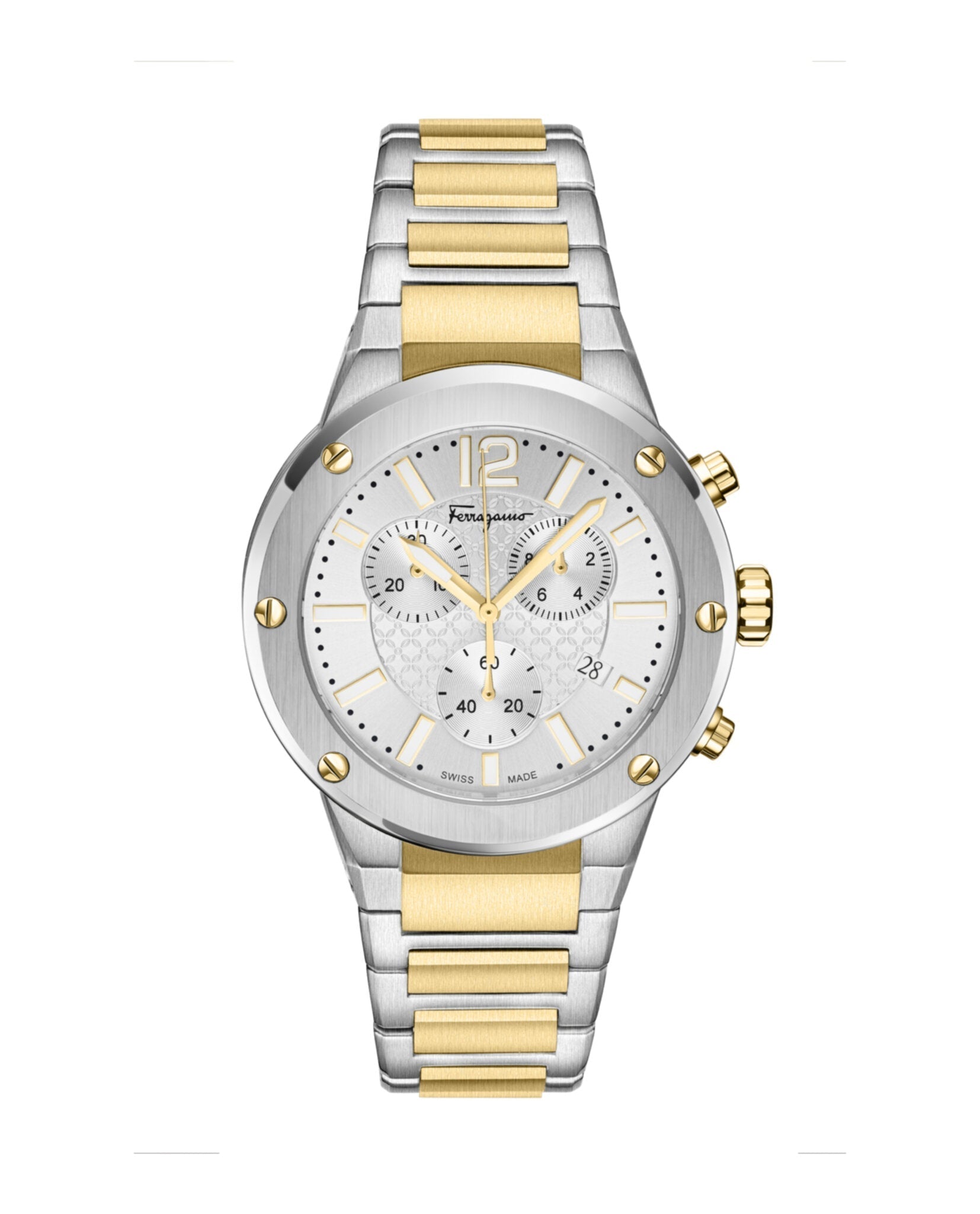 Ferragamo F-80 Chrono Bracelet Watch Two Tone Watches - Tophatter Daily Deals