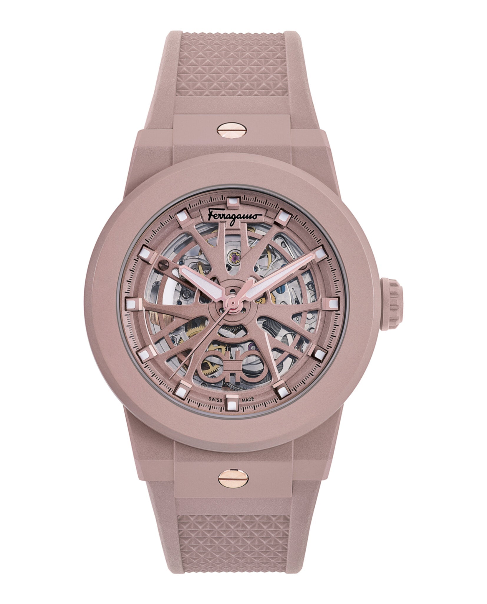Ferragamo F-80 Skeleton Ecoceramic Automatic Watch TAUPE Watches - Tophatter Daily Deals