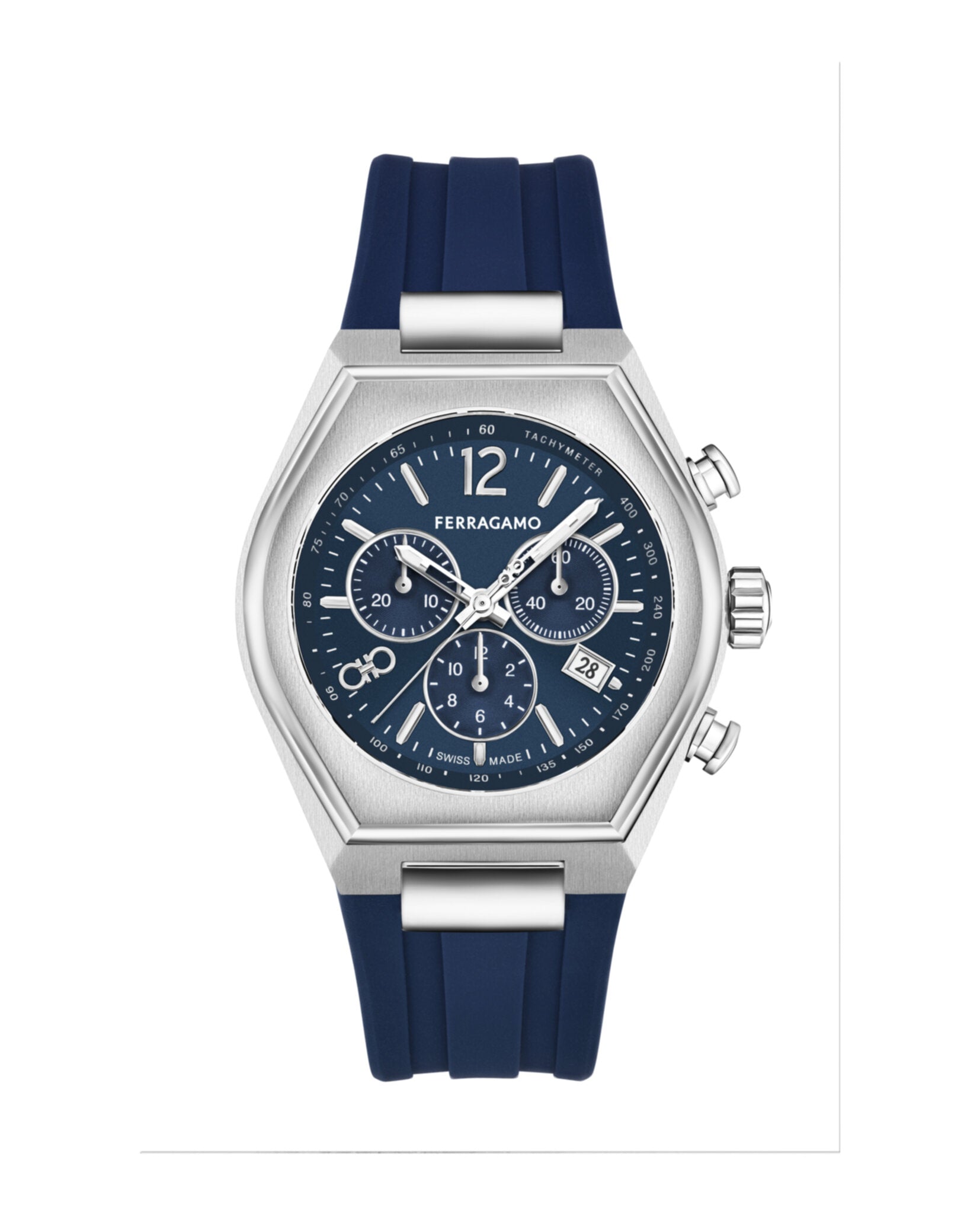 Ferragamo Tonneu Chrono Silicone Watch Stainless Steel Watches - Tophatter Daily Deals