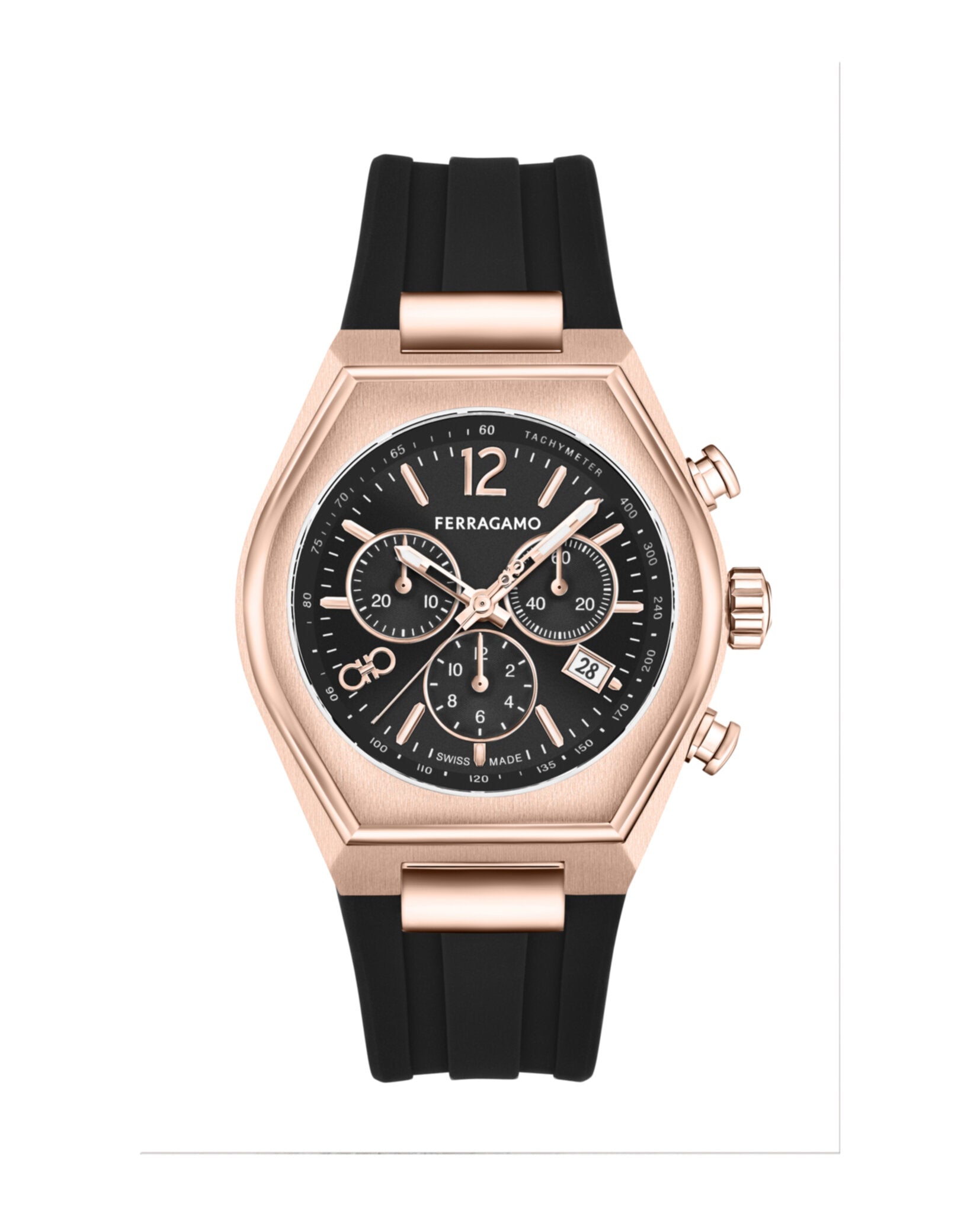 Ferragamo Tonneu Chrono Silicone Watch Rosegold Watches - Tophatter Daily Deals