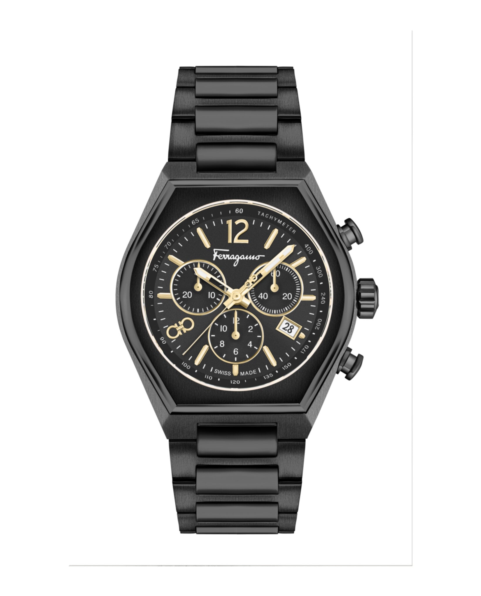 Ferragamo Tonneau Chrono Bracelet Watch Black Watches - Tophatter Daily Deals