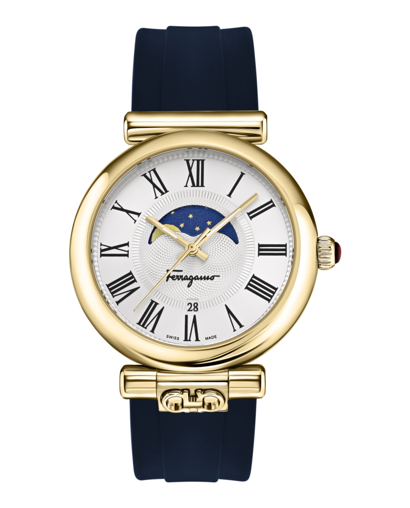 Ferragamo Ora Moonphase Strap Watch Gold Watches - Tophatter Daily Deals