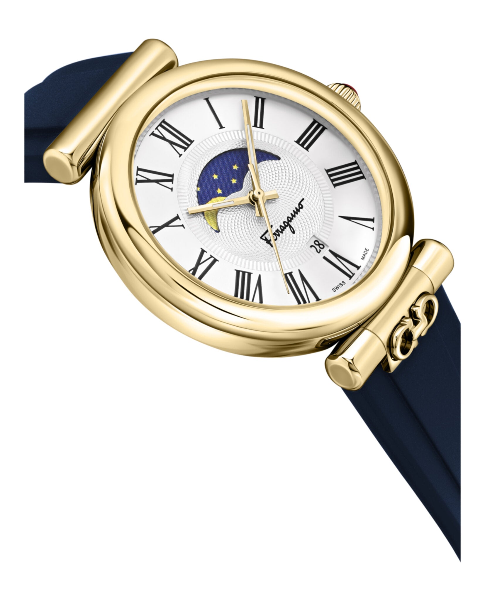 Ferragamo Ora Moonphase Strap Watch Watches - Tophatter Daily Deals