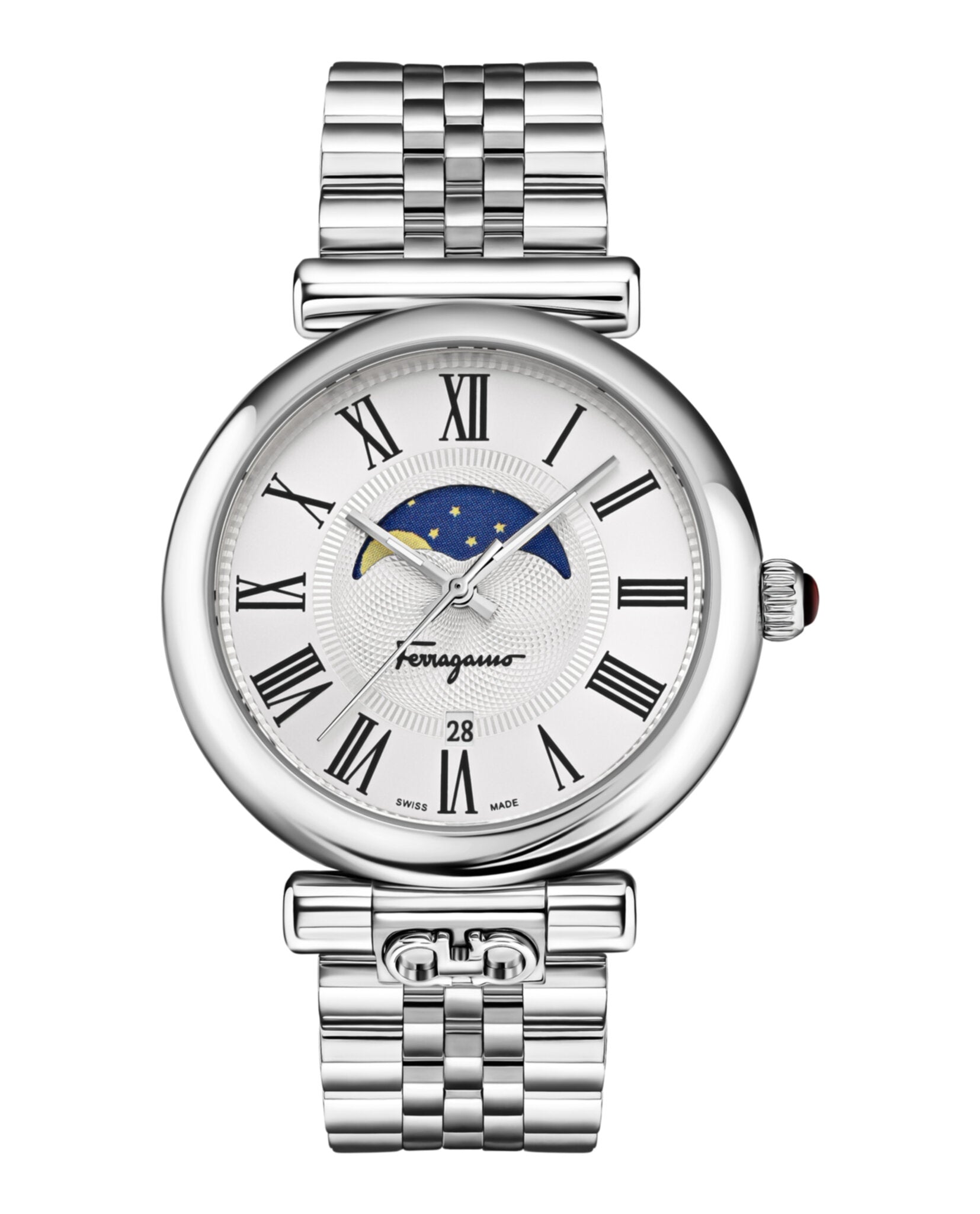 Ferragamo Ora Moonphase Bracelet Watch Stainless Steel Watches - Tophatter Daily Deals
