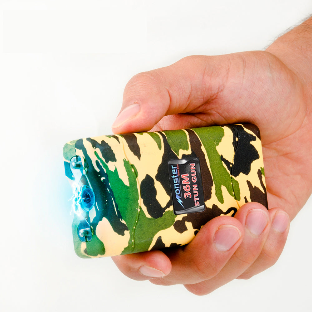 Camo Monster 36 Million Volt Rechargeable Stun Gun - LED Light Collectible Weapons - Tophatter Daily Deals