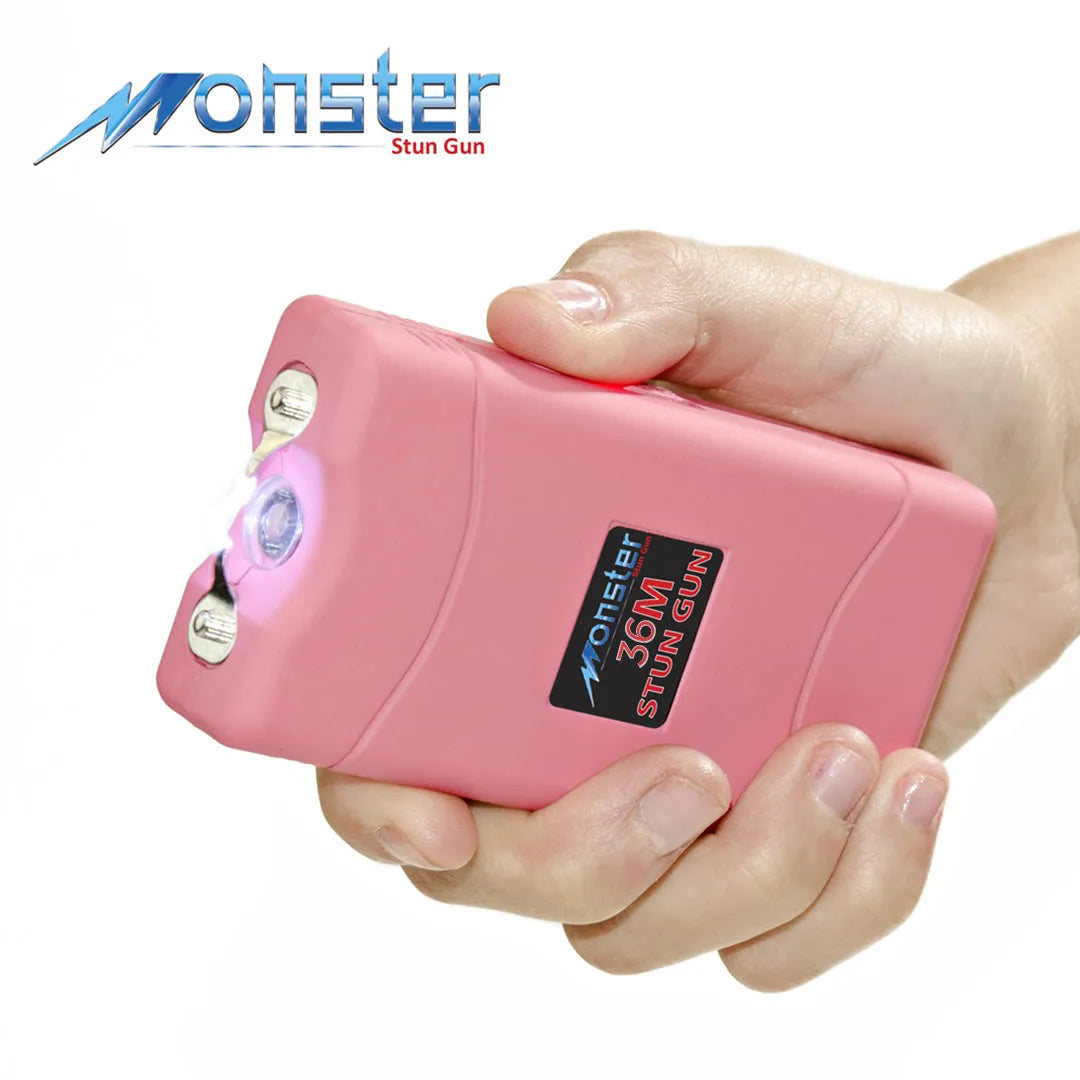 Pink Monster 36 Million Volt Rechargeable Stun Gun - LED Light - Tophatter Daily Deals