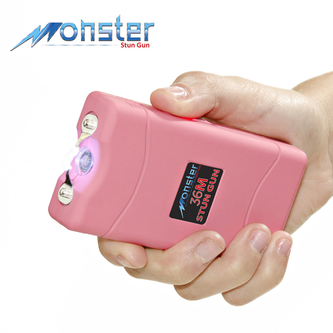 Pink Monster 36 Million Volt Rechargeable Stun Gun - LED Light Collectible Weapons - Tophatter Daily Deals