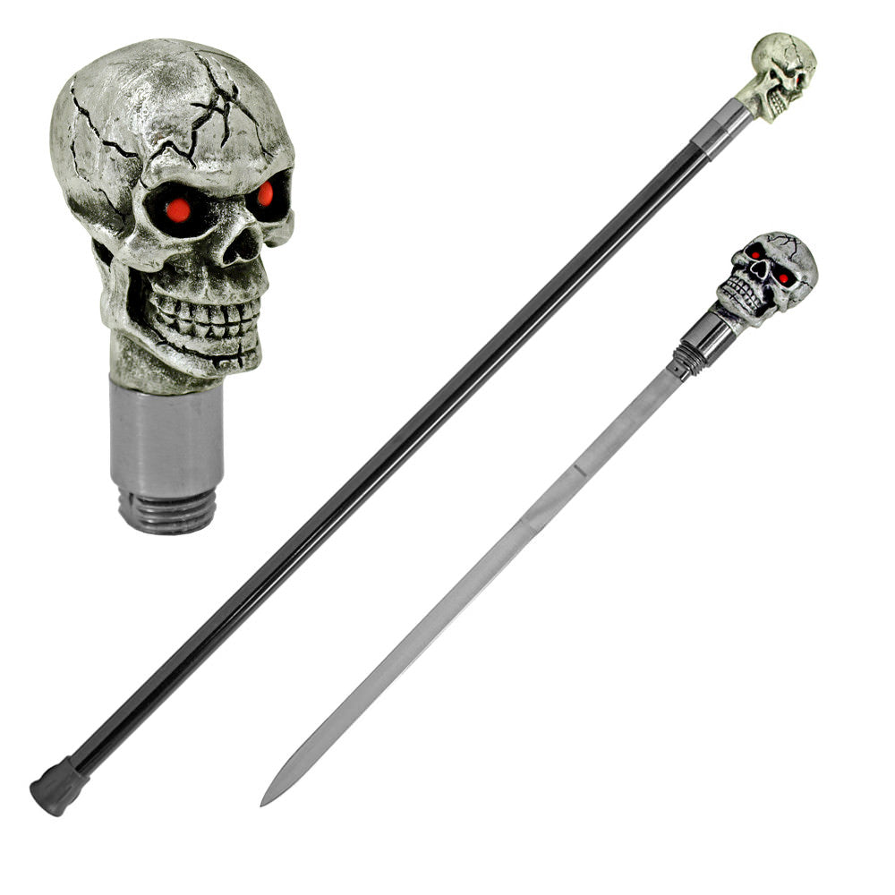 Dark Resurrection Skull Head Walking Cane Sword Collectible Weapons - Tophatter Daily Deals
