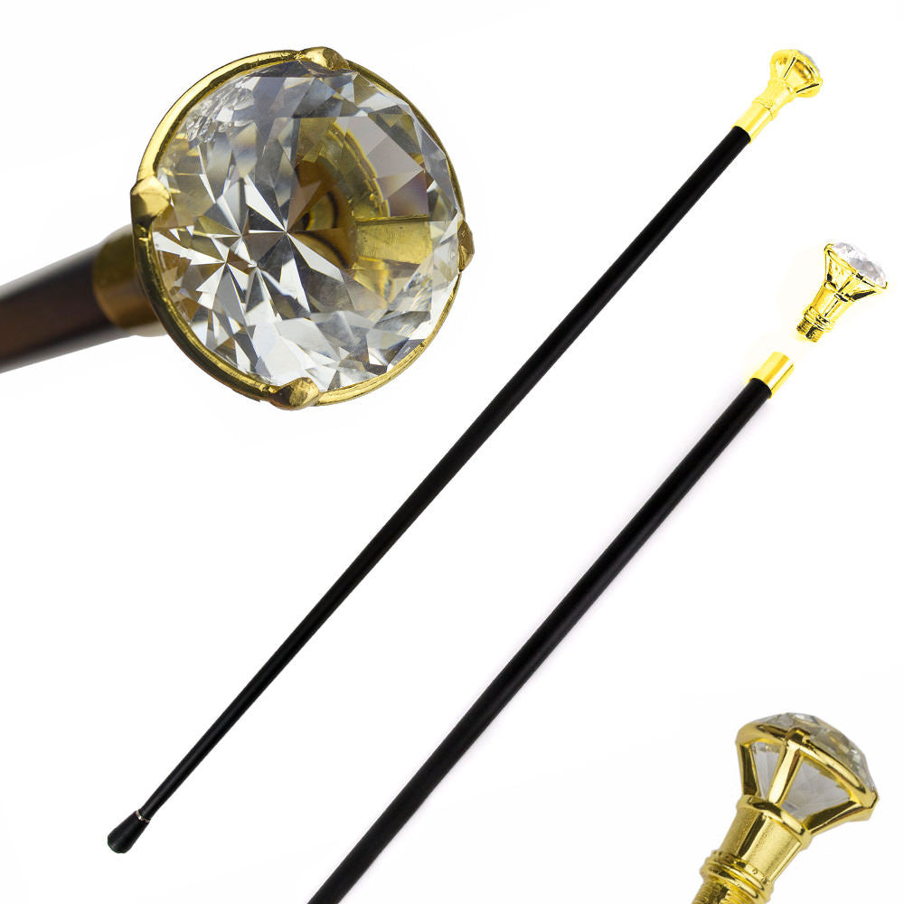 37 Inches Decorative Crystal Knob Top Gentleman's Walking Stick - TOPHATTER'S ARMORY DEALS Collectible Weapons - Tophatter Daily Deals
