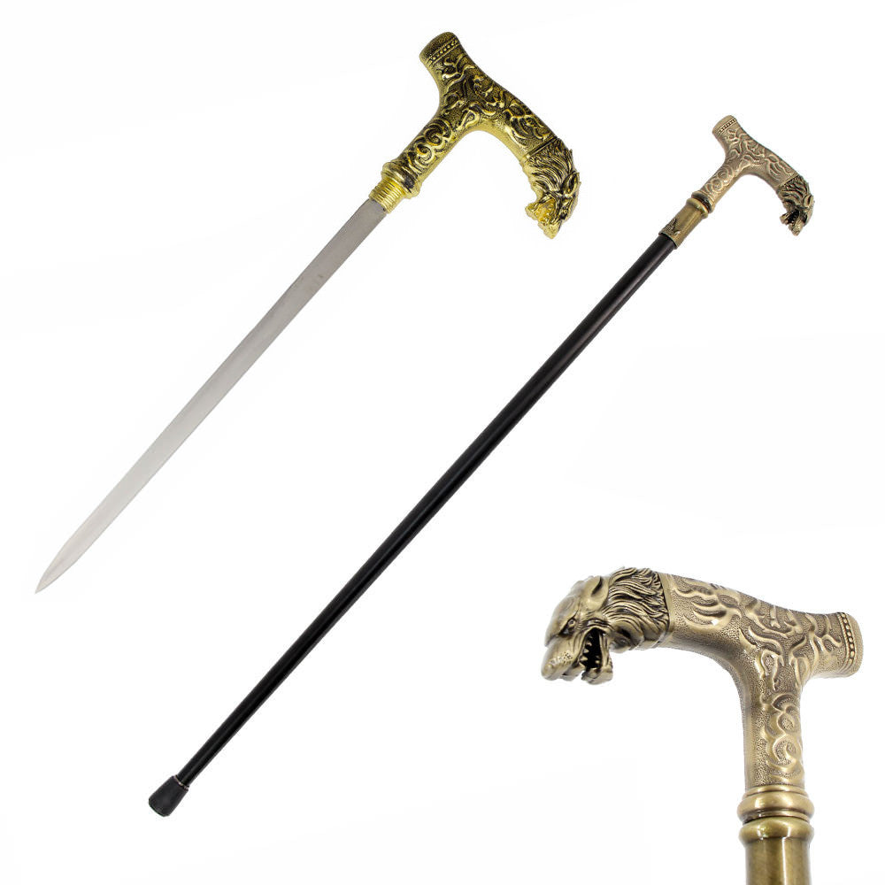 Wolf Head Walking Sword Cane - Tophatter's Guns'N'Weapons Store Collectible Weapons - Tophatter Daily Deals