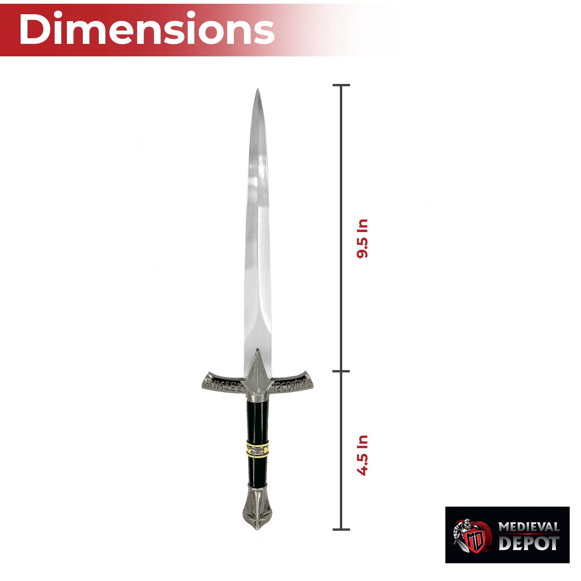 Shadow Embrace Winter Is Coming Engraved Black Dagger with Metal Fittings Dagger - Tophatter Daily Deals