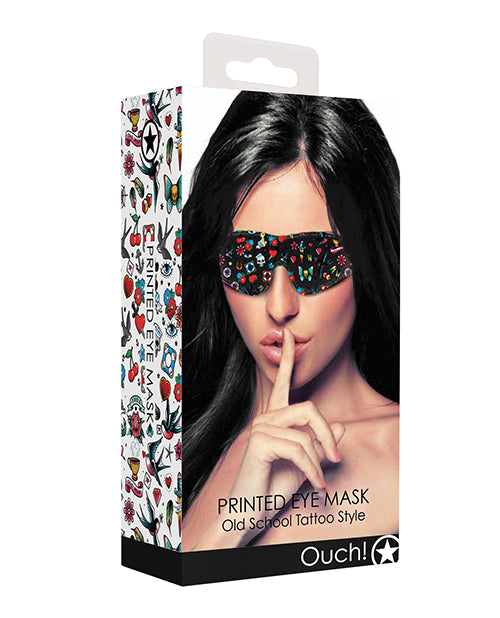 Ouch Old School Tattoo Style Printed Leather Eye Mask Blindfolds - Tophatter Daily Deals