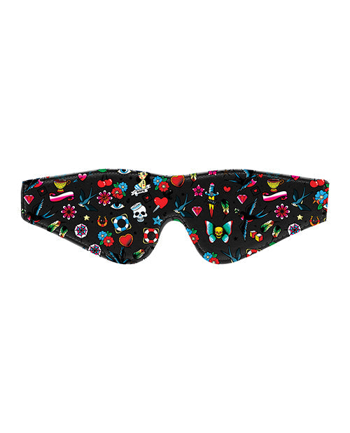 Ouch Old School Tattoo Style Printed Leather Eye Mask Blindfolds - Tophatter Daily Deals